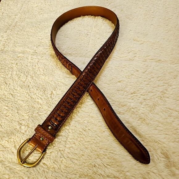 Nanni Accessories - Nanni Milano Made in Italy Brown woven 80/32 belt. Artzy. Boho. Cottagecore